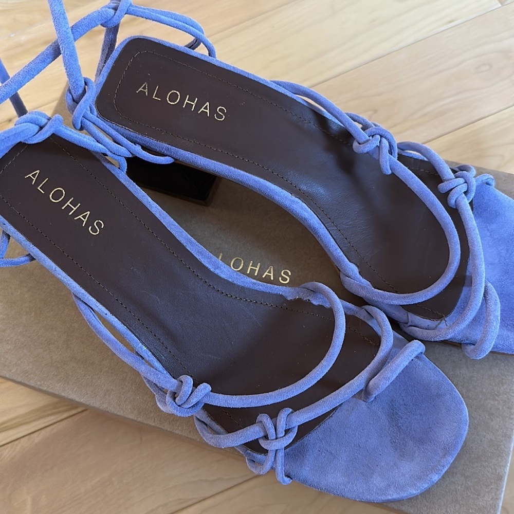 ALOHAS Goldie Mauve suede lace-up sandals with block heel - size 39 | 8.5-9 - Picture 4 of 7